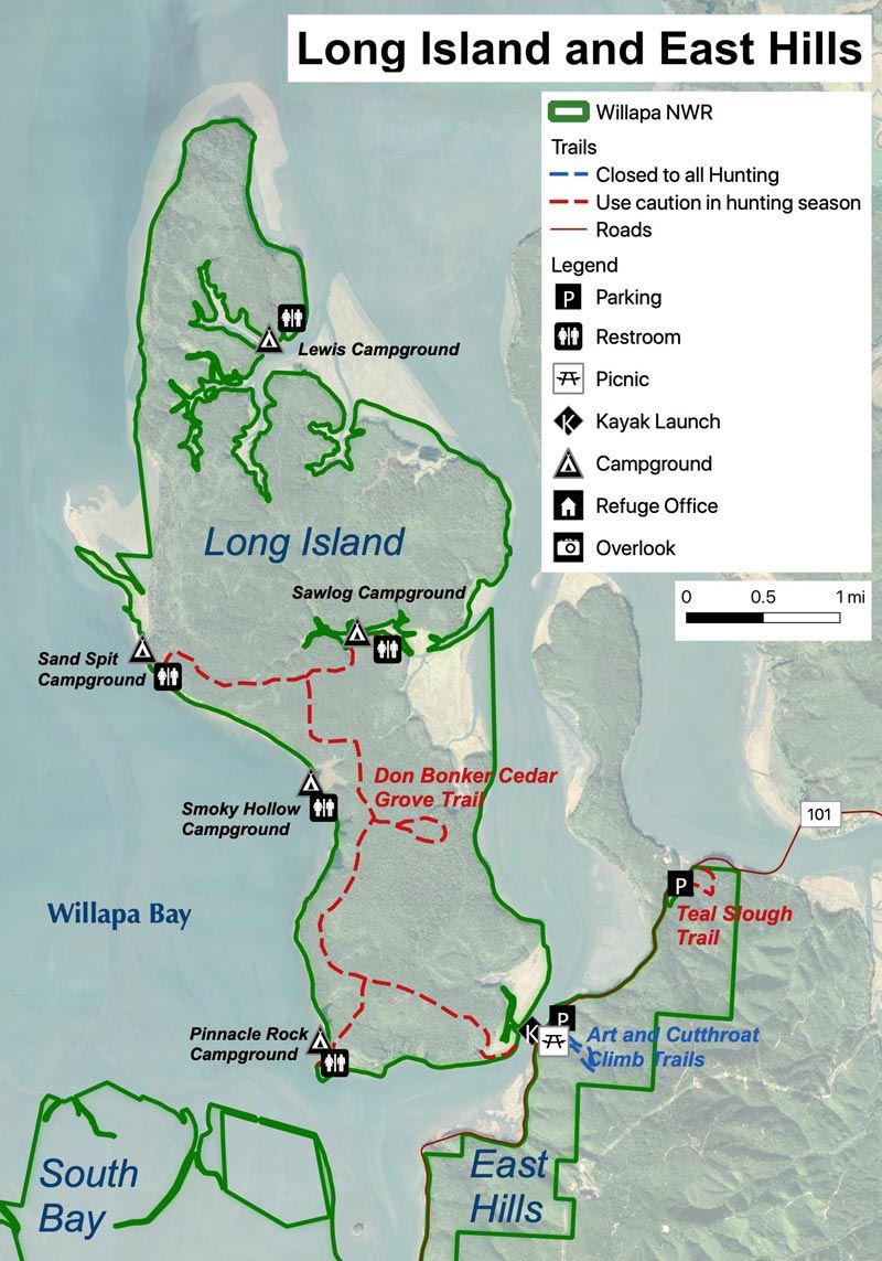 Long Island and East Hills Trails map